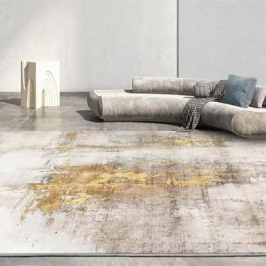 Imagem de Tapete de decoração de sala de estar moderna, abstrato, cinza, grande, área, sofá, cadeira, lateral, tapete, antiderrapante, lavável, quarto, piso, carpetes, flanela 9.120 x 160 cm, 47 x 63 pol.