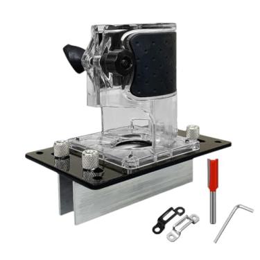 Imagem de Gabarito de fresa de acabamento, suporte de ranhura invisível 2 em 1, base de roteador para marcenaria, guia de gabarito de entalhe para marceneiro, roteadores de palma de 64-65 mm