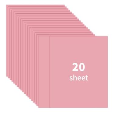 Imagem de Papel cartolina rosa 21 x 28 cm, papel grosso de 250 g/m2 g/m2 - 20 folhas de papel de construção rosa premium, papel de impressão dupla face, para cartões de Natal, artesanato, convites, suprimentos