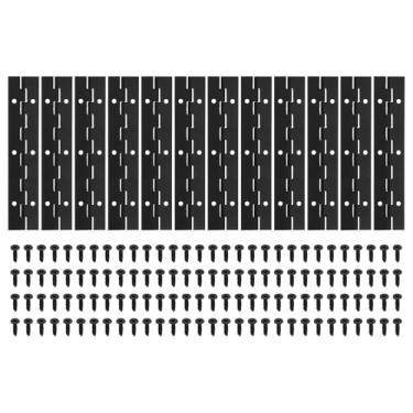 Imagem de PATIKIL Dobradiça de piano de 15 x 3 cm, pacote com 12 dobradiças contínuas de aço inoxidável 304 com furos para porta de portão de piano, caixa de armazenamento de madeira, barco, armário, preto