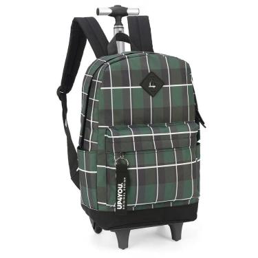 Imagem de Mochila Com Rodinha Xadrez Up4you Verde Luxcel