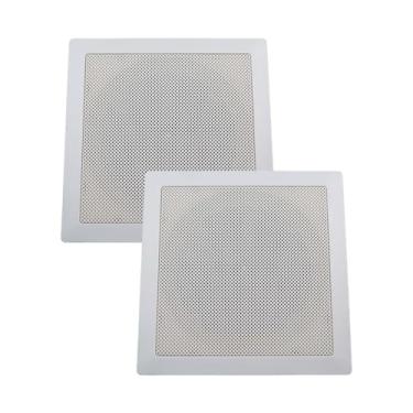 Imagem de Kit 2 Base Arandela de Teto Quadrada Plastico Fiamon Para Alto Falante 6" Som Ambiente Gesso