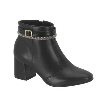 Imagem de Bota Beira Rio Salto Bloco com Strass - Feminina, Preto 01, Strass, 35