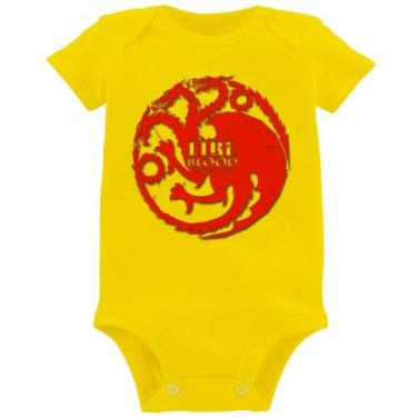 Imagem de Body Bebê Fire and Blood Targaryen - Foca na Moda, Amarelo, G