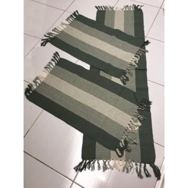 Imagem de Conjunto de Tapetes para Cozinha, Tapete e Passadeira, Decorativo com 3 peças (Verde Musgo)