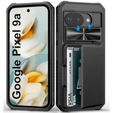 Imagem de BXYJY Capa carteira para Google Pixel 9a, porta-cartões (4 a 5 cartões), capa de câmera deslizante, proteção contra quedas militar, bloco RFID, resistente à prova de choque, capa de telefone masculina
