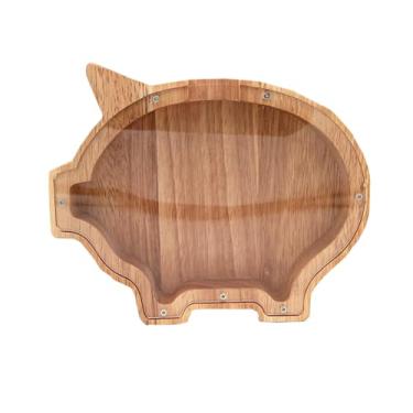 Imagem de Caixa de dinheiro de madeira, caixa de dinheiro para animais, cofrinho para crianças, decoração de casa - Porco
