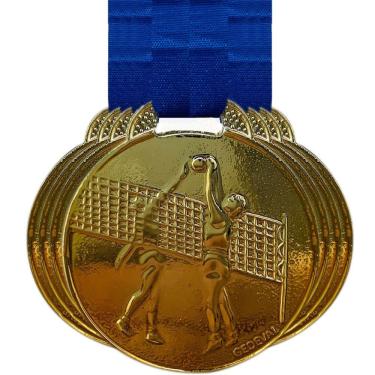 Imagem de Kit 50 Medalhas De Vôlei Esporte Premiação Escola 3,5cm ouro