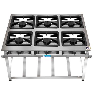 Imagem de Fogão Industrial 6 Bocas 30x30 Alta Pressão P5 Em Aço Inox