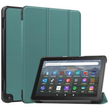 Imagem de Kepuch Custer Capas para Fire HD 8 12th 2024 2022 / Fire HD 8 2020 / HD 8 Plus 2020 / HD 8 Kids 10th 2020,Couro-PU Bolsas Estojos - Verde