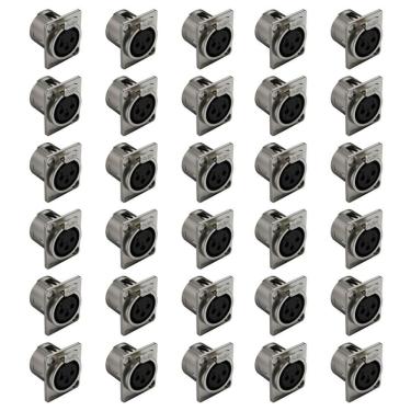 Imagem de Kit 30 Conector XLR Fêmea 3 Polos Wireconex WC1023