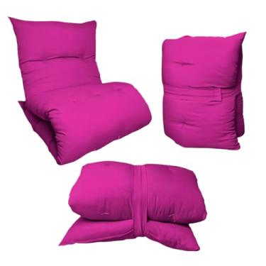Imagem de Colchonete Futon Colchão Solteiro Dobrável Enrolável Decorativo Almofada (Pink)