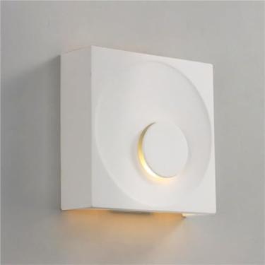 Imagem de Luminárias de parede de cimento para decoração interna, luminárias de parede quadradas E14 para sala de estar, quarto, cabeceira colorida, luz ambiente (branca)