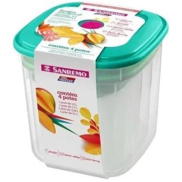 Imagem de Jogo Potes Mantimentos Sanremo 4Peças Sr485/3C Vac-Freezer, -1L -1,7L 