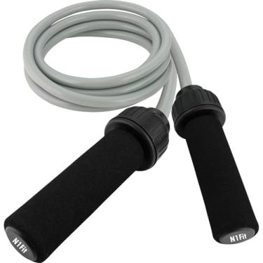 Imagem de Corda de pular ponderada para treino (0,5 kg) – corda de pular velocidade de rolamento de esferas sem emaranhamento para MMA, boxe, perda de peso, crossfit, exercícios domésticos, alças ajustáveis de