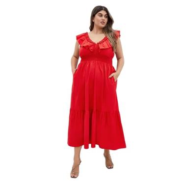 Imagem de City Chic Vestido longo feminino plus size - Kelly, Vermelho, 50