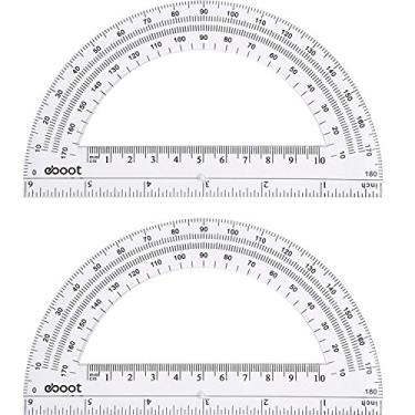 Imagem de Plástico transferidor de matemática 180 graus, 15 cm, transparente, pacote com 2