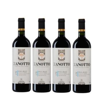 Imagem de Kit 4 Un Vinho Zanotto Tinto Seco Malbec 750 ml