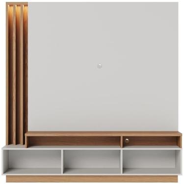 Imagem de Estante Painel Para Tv 65 Pol Com Led Alencar C04 Off White Matte Freijó - Lyam Decor