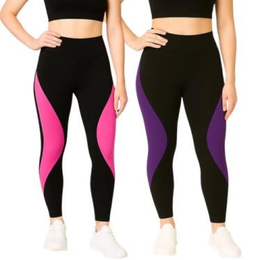 Imagem de Kit c/ 2 CALÇAS LEG Legging REDINHA Cintura Alta Fitness Treino Casual