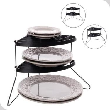 Imagem de Organizador De Pratos Canto Cozinha Utensílio Armário Balcao - Metaltr