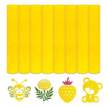 Imagem de HTVSTD Vinil De Transferência Térmica Flocado - 8 Folhas 12'' X 10'' Amarelo Htv Para Passar A Ferro Em Camisetas
