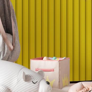 Imagem de Papel de Parede Adesivo Impermeável Ripas de Madeira Ripado Amarelo Rolo De 10M Prova Dagua