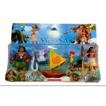Imagem de Kit Bonecos Moana Maui Pua Hei Hei 15 Cm Imediato - Disney