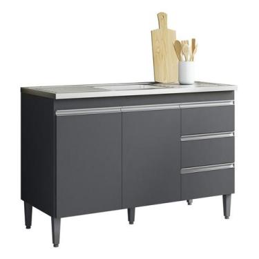 Imagem de Balcão Multiuso P/cozinha Andreia S/tampo 120cm Preto - Ajl Móveis, Ci