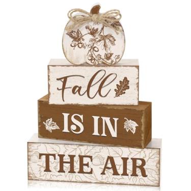 Imagem de Yousoontic 4 peças de decorações de mesa de madeira de abóbora rústica de outono bandeja em camadas decoração de casa de fazenda de madeira ornamentos vintage de centro de mesa de presente de ação de