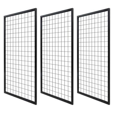 Imagem de Eastern Tree Painéis de parede de grade de metal, painel de grade de arame preto, suporte de exibição de grade, painéis de parede resistentes para exibição de varejo - 3 peças