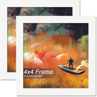 Imagem de FULDGAENR Conjunto de 2 porta-retratos 10 x 10 cm, molduras brancas para certificado de pôster fotográfico de 10 x 10 cm, moldura de parede/mesa de alta transparência com visor vertical horizontal