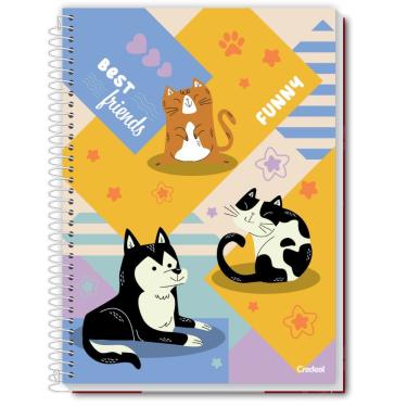 Imagem de Caderno Espiral Universitário 1 Matéria 80 Folhas Miau De Rua Credeal Estampa 1
