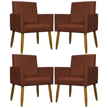Imagem de Kit 4 Poltronas Decorativa Para Sala Recepção Consultório Escritório Mari Suede