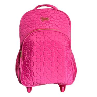 Imagem de Mochila De Rodinhas Escolar Flores Matelassê 24l Yins Rosa