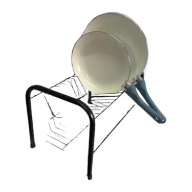 Imagem de Escorredor Secador De Louça Aço 2 Andares 13 Pratos + Porta Copos Preto ou Cromado(Preto)