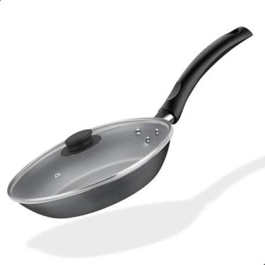 Imagem de Frigideira antiaderente tramontina grande com tampa 24cm, Preto