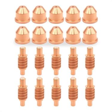 Imagem de PLAXCON 10 peças de eletrodo BK14300-1 + 10 peças BK14300-11 ponta para Lincoln LC125M Torch Flexcut 125 cortador de consumíveis de plasma