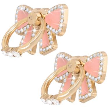 Imagem de WATACHE Suporte Para Anel De Dedo, Pacote Com 2 Alças Metal Universais Glitter Luxo E Diamante Iphone 16/15/14/13 Pro Max, Galaxy S24/S23/S22 Ultra, Todos Os Smartphones, Laço X