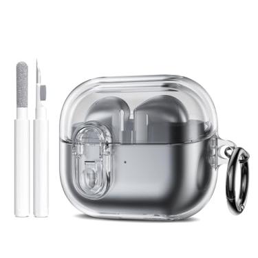 Imagem de Maxjoy Kit De Limpeza Capa Compatível Com Samsung Galaxy Buds 3, Transparente Trava, Led Frontal Visível, Carregamento Sem Fio, Acessórios Para Fones Ouvido, Homens E Mulheres