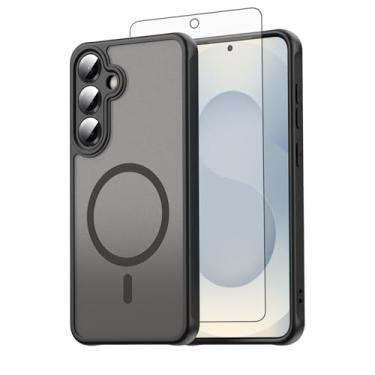 Imagem de Asuwish Capa de celular para Samsung Galaxy S24 Plus/S25 Plus S24+ S25+ 5G, compatível com Magsafe Magnetic, parte traseira fosca translúcida, célula protetora à prova de quedas S24Plus 24S + S 24 24+