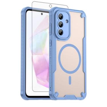Imagem de Asuwish Capa de telefone para Samsung Galaxy A56 5G, compatível com Magsafe Magnetic, protetor de tela de vidro temperado, capa protetora à prova de choque traseira fosca translúcida A 56 56A LTE