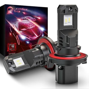 Imagem de LIGHTENING DARK Lâmpadas H13, H13/9008 lâmpadas de neblina 400% brilhante 6500K Xenon branco sem ventilador Plug and Play sem fio (pacote com 2)