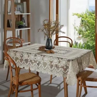 Imagem de Toalha de Mesa Rendada Gard�nia, Retangular 150x270cm, 6 Lugares, Branca