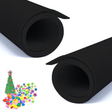 Imagem de 2 peças de folhas de espuma EVA preta cosplay espuma EVA 2 mm de espessura 19,68 x 35,45 polegadas papéis de espuma EVA para artes artesanais projeto DIY