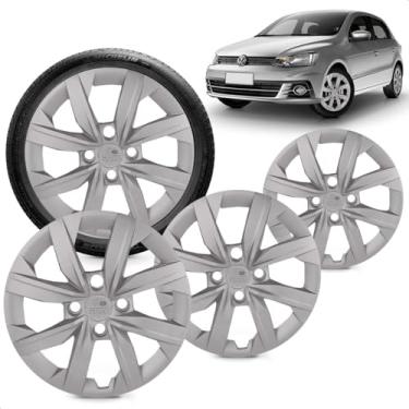 Imagem de Kit 4 Calotas Gol G7 2019 2020 2021 Aro 14 Prata Cubo Baixo Grid