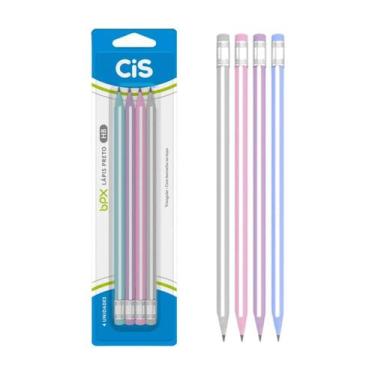 Imagem de Conjunto Lápis Grafite Preto HB Triangular CiS BPX 4 Unidades Colorido