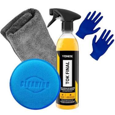 Imagem de Kit Automotiva Tok Final Brilho para Carro Moto Toalha Aplicador Luva