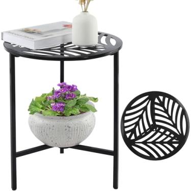 Imagem de Party Zealot 1 pacote com mesas laterais de metal de 33 cm, pequena, preta, para pátio, suporte de canto redondo, para pequenos espaços, mesa de centro resistente ao clima para varanda de varanda