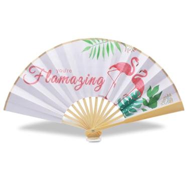 Imagem de Presentes femininos de flamingo rosa - ventiladores de mão para mulheres, presentes de decoração de mesa inspiradores dobráveis (decoração de flamingo)